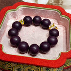 Violet DreamR-B08 丨Handmade Spine Date Seed Botanical Incense Bead Bracelet with Enamel Butterfly Accents