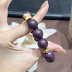 Violet DreamR-B08 丨Handmade Spine Date Seed Botanical Incense Bead Bracelet with Enamel Butterfly Accents
