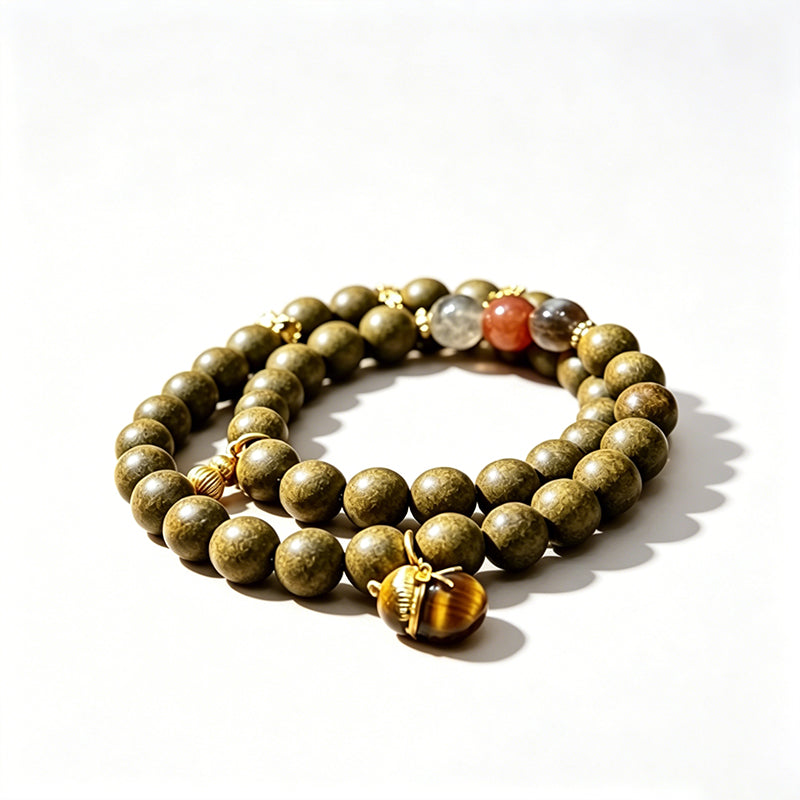 Spring Tea R-B17丨Fresh Jasmine Tea Fragrance Bead Wrist Ornament Crystal Gourd Decor Double Loop