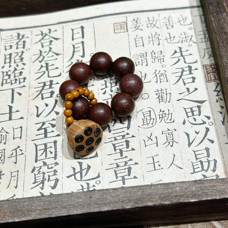 Multi-Herb Scent R-B82丨Handcrafted Ancient Chinese Warm Herbal Hand Twist Strand Mild Multi-Herb Aroma Smooth Warm Brown Hand Rolled Scent Beads Delicate Carved Boxwood Lotus Pod