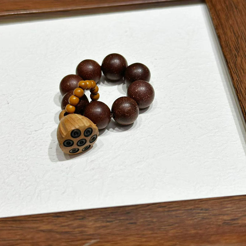 Multi-Herb Scent R-B82丨Handcrafted Ancient Chinese Warm Herbal Hand Twist Strand Mild Multi-Herb Aroma Smooth Warm Brown Hand Rolled Scent Beads Delicate Carved Boxwood Lotus Pod