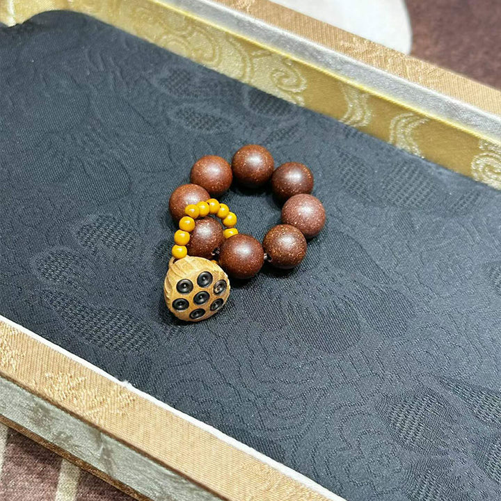 Multi-Herb Scent R-B82丨Handcrafted Ancient Chinese Warm Herbal Hand Twist Strand Mild Multi-Herb Aroma Smooth Warm Brown Hand Rolled Scent Beads Delicate Carved Boxwood Lotus Pod