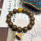 Xi Ji Ancient Scent R-B09丨Handmade Ancient Xi Ji Formula Woody Incense Bead Bracelet with Lacquer Beads & Peach Wood Lotus Pendant