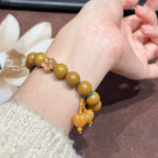 Gardenia Bloom R-B10丨Vintage Oriental Fresh Floral Scent Wristband Carved Plum & Osmanthus Bud Decor