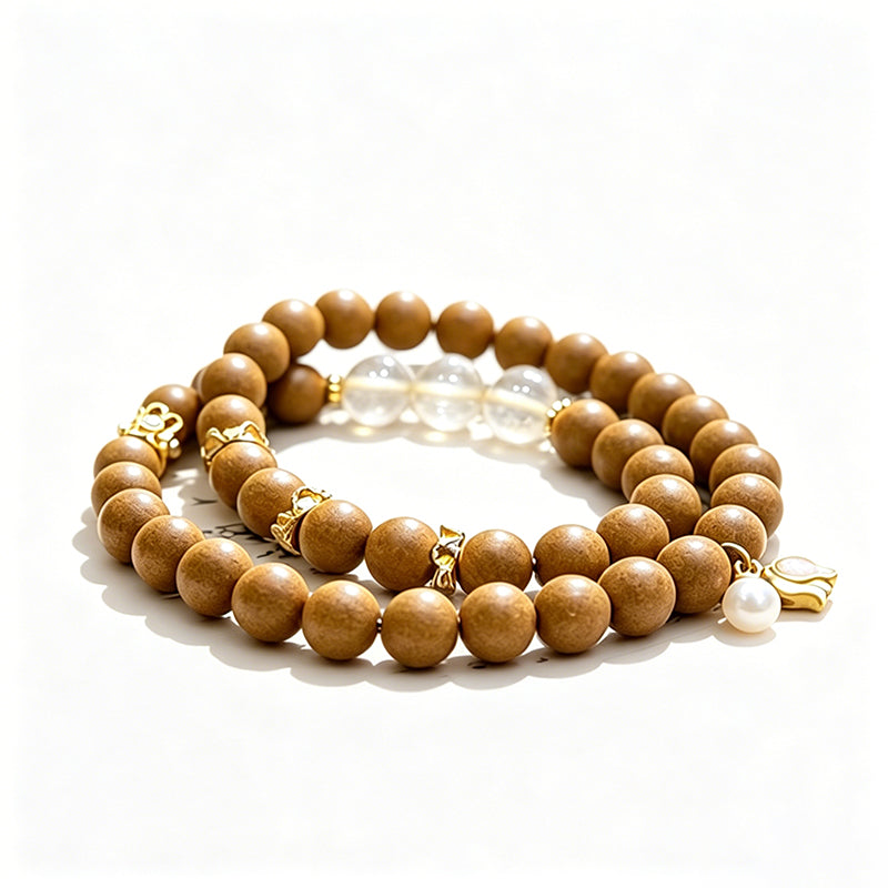 Summer Gardenia R-B11丨Gardenia Floral Incense Bead Double Loop Bracelet Crystal Accents