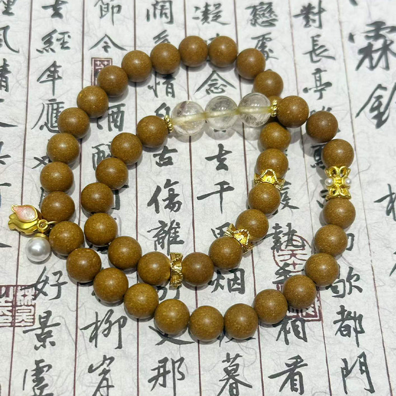 Summer Gardenia R-B11丨Gardenia Floral Incense Bead Double Loop Bracelet Crystal Accents