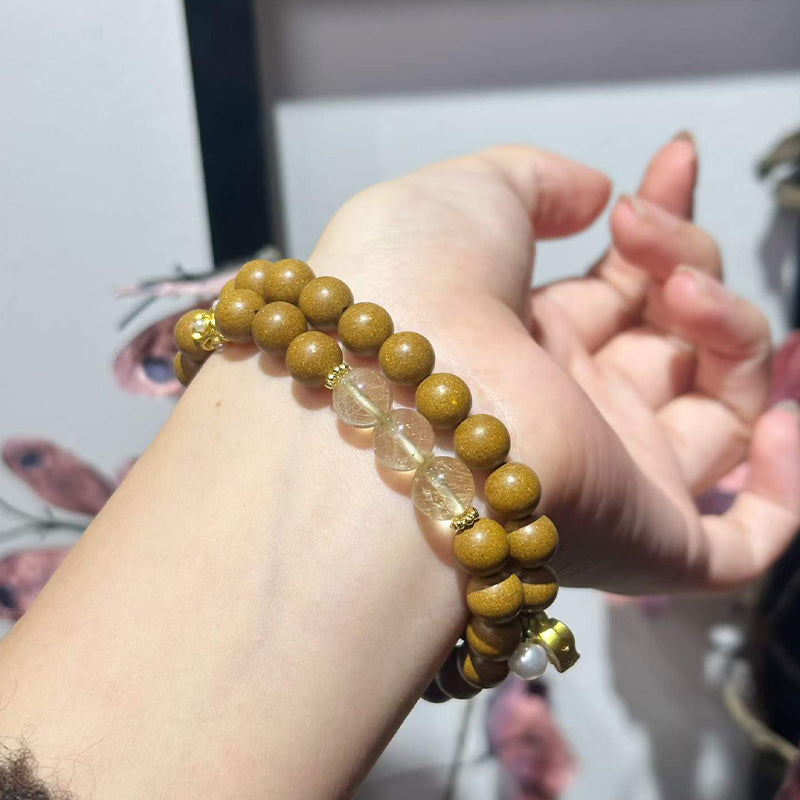 Summer Gardenia R-B11丨Gardenia Floral Incense Bead Double Loop Bracelet Crystal Accents