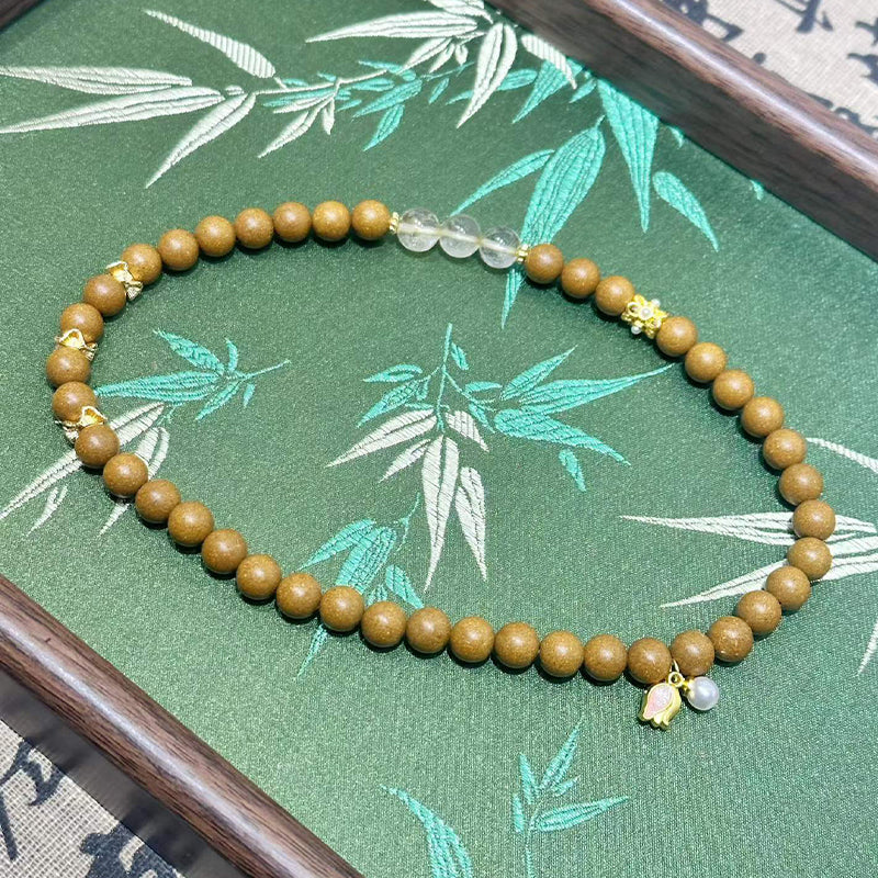 Summer Gardenia R-B11丨Gardenia Floral Incense Bead Double Loop Bracelet Crystal Accents
