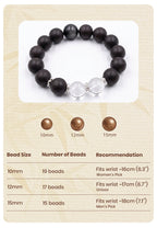 Stellar Bloom R-B15丨Handcrafted Rose Hibiscus Botanical Incense Bead Bracelet with Silver Obsidian & Clear Crystal Accents