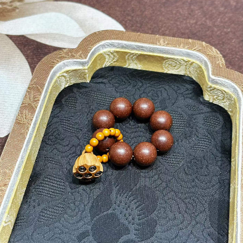Pei Tang Twist R-B14 丨Handcrafted Ginseng Botanical  Bead Ornament with Boxwood Lotus
