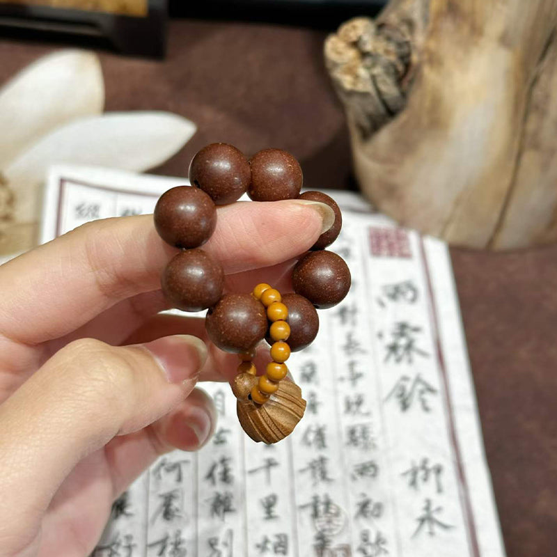Pei Tang Twist R-B14 丨Handcrafted Ginseng Botanical  Bead Ornament with Boxwood Lotus