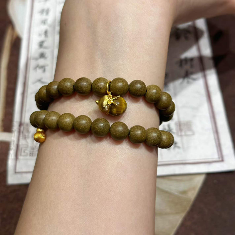 Spring Tea R-B17丨Fresh Jasmine Tea Fragrance Bead Wrist Ornament Crystal Gourd Decor Double Loop