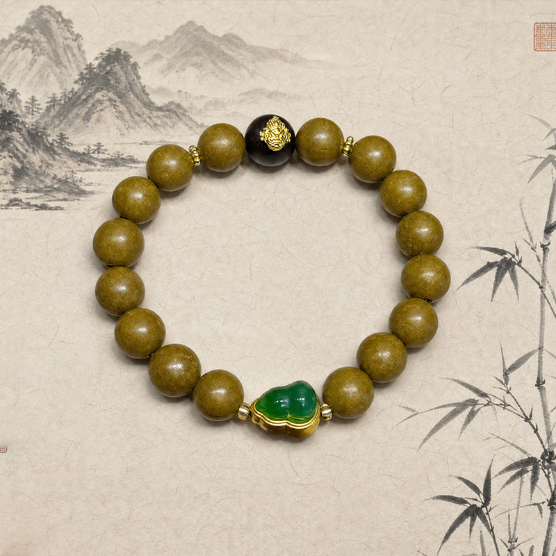 Verdant Scent R-B02 Natural Jasmine Green Tea Scent Wrist Bracelet  Oriental Floral Aroma Daily Wear Accessory
