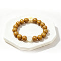 Moonlight Garden R-B22 丨Handmade Gardenia Incense Bead Bracelet with Pale Yellow Chalcedony & Boxwood Plum