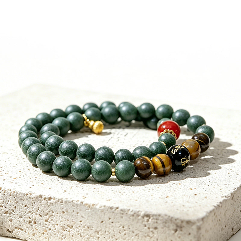 Misty Pine R-B23丨Zen Forest Woody Incense Bead Wristband Multi Natural Plant Scent Double Loop