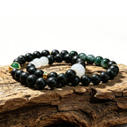 Mist Jade R-B18 丨Multi Root Herb Fragrance Dual Loop Bead Wrist Ornament White Jade Decor