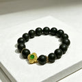 Pine Wood Whisper R-B44丨 Pine Wood Whisper Ancient Forest Blended Plant Aroma Wrist Beads with Gold Inlaid Green Jade Clover Accents