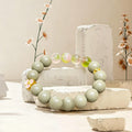 Cozy R-B57 丨Warm Herb Incense Bead Bracelet Bean Green Beads Rose Quartz Gold Decor Blended Cinnamon & Mugwort Botanicals