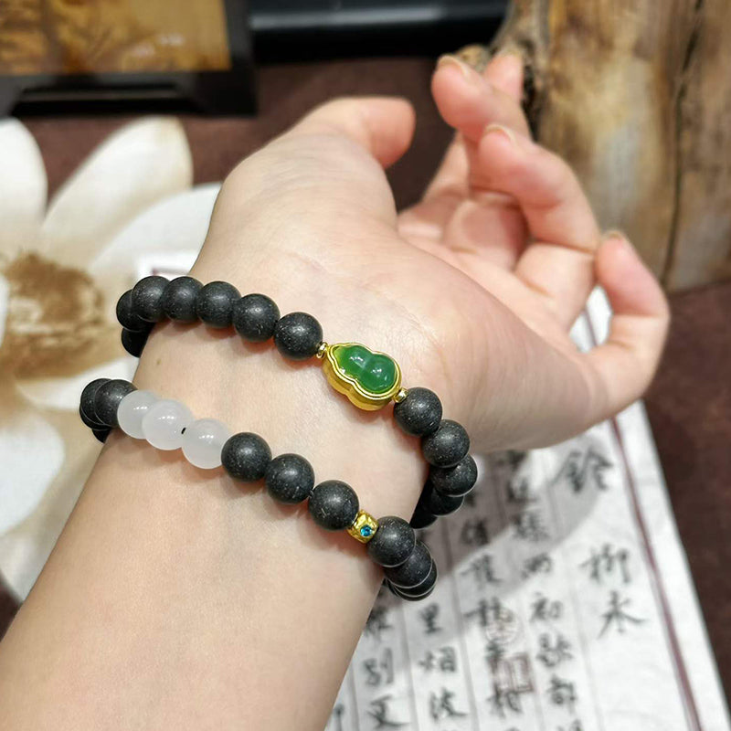 Mist Jade R-B18 丨Multi Root Herb Fragrance Dual Loop Bead Wrist Ornament White Jade Decor