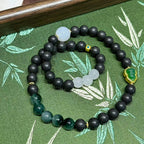 Mist Jade R-B18 丨Multi Root Herb Fragrance Dual Loop Bead Wrist Ornament White Jade Decor