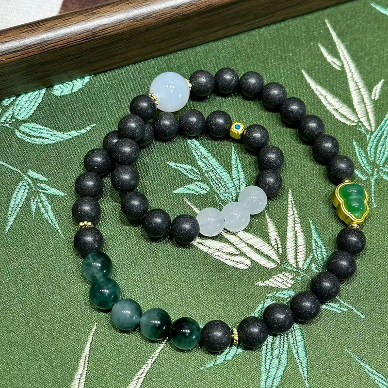 Mist Jade R-B18 丨Multi Root Herb Fragrance Dual Loop Bead Wrist Ornament White Jade Decor