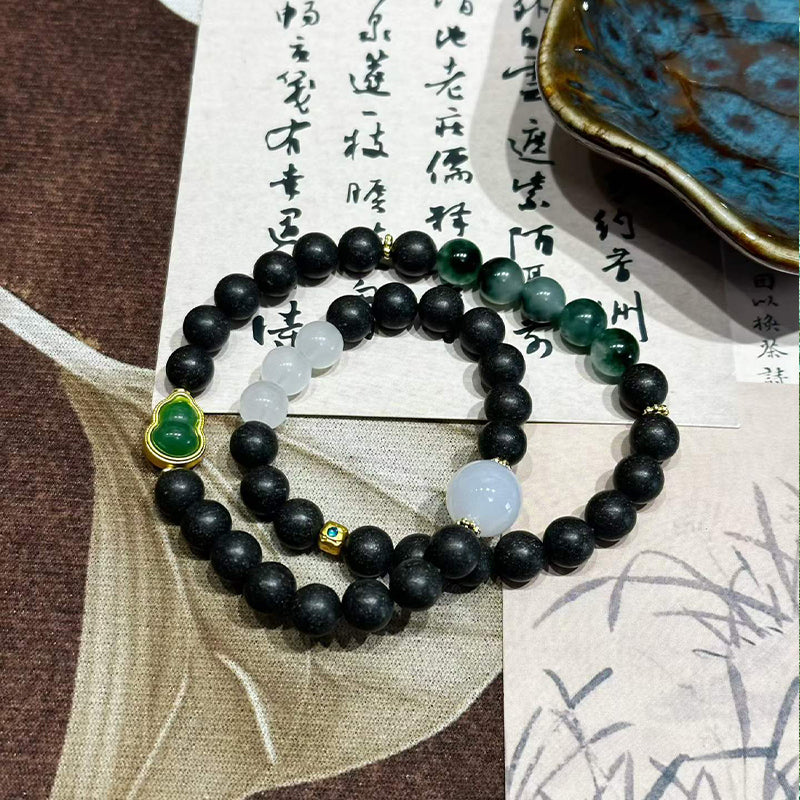 Mist Jade R-B18 丨Multi Root Herb Fragrance Dual Loop Bead Wrist Ornament White Jade Decor