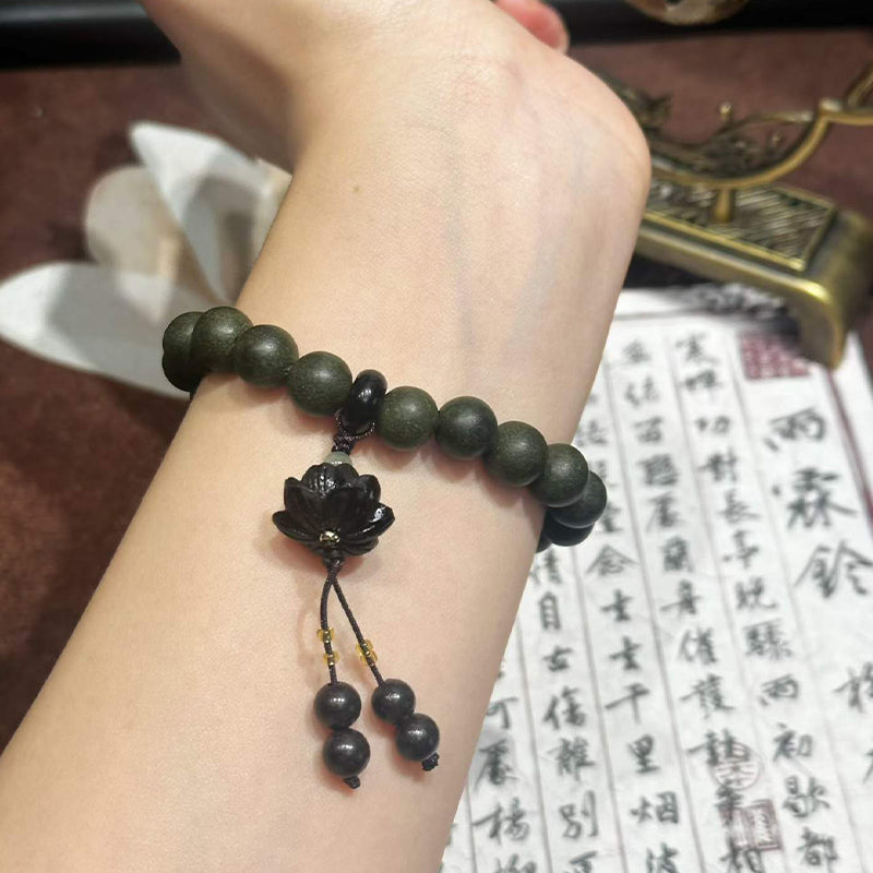 Moon Timber R-B19丨Multi Herb Lavender Fragrance Bead Wrist Ornament Moonstone Ebony Lotus Decor