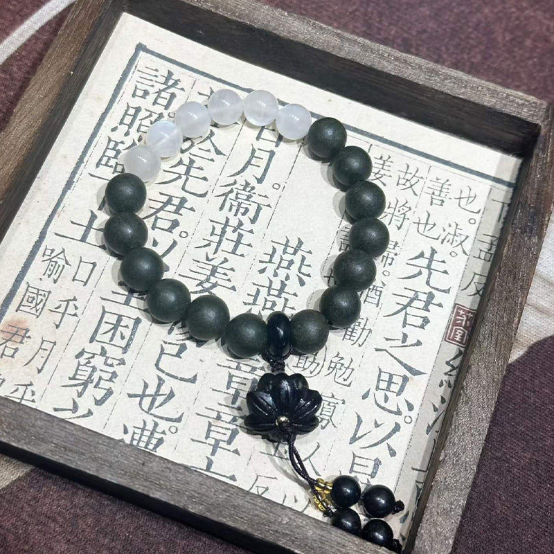 Moon Timber R-B19丨Multi Herb Lavender Fragrance Bead Wrist Ornament Moonstone Ebony Lotus Decor