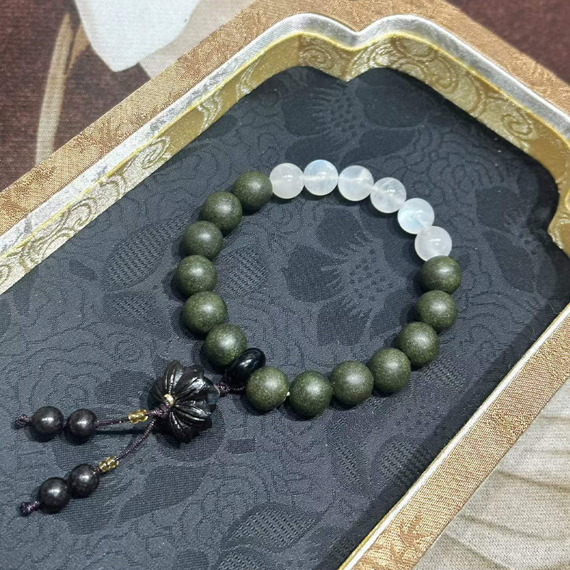 Moon Timber R-B19丨Multi Herb Lavender Fragrance Bead Wrist Ornament Moonstone Ebony Lotus Decor