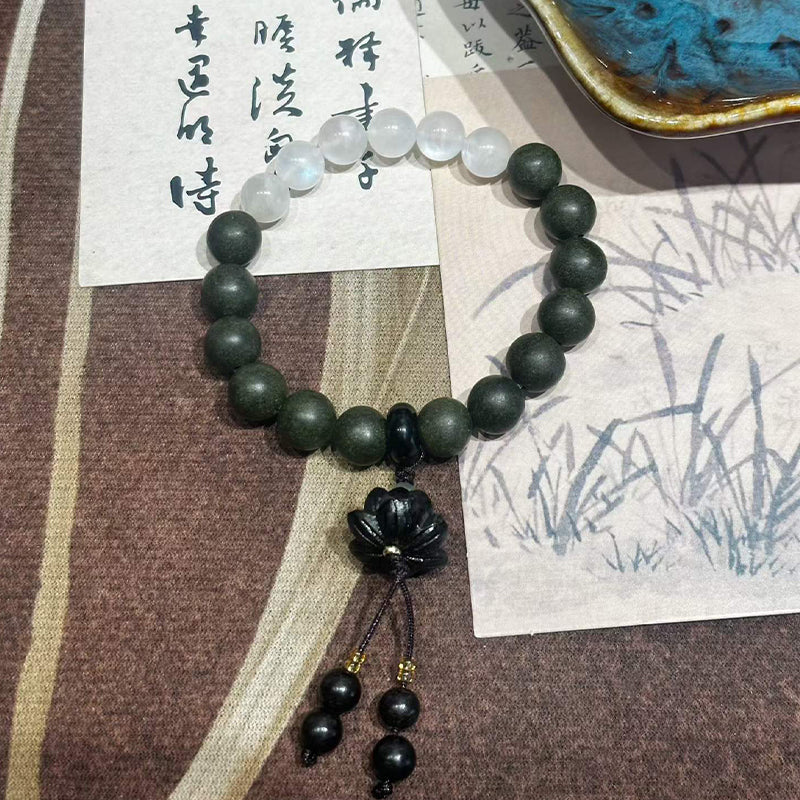 Moon Timber R-B19丨Multi Herb Lavender Fragrance Bead Wrist Ornament Moonstone Ebony Lotus Decor
