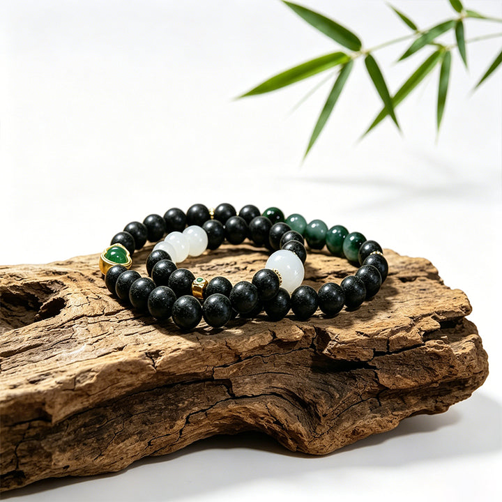 Mist Jade R-B18 丨Multi Root Herb Fragrance Dual Loop Bead Wrist Ornament White Jade Decor