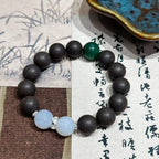 Mountain Hush R-B21 丨 Natural Rose Hibiscus Woody Floral Scent Translucent White Agate Silver Spacers  Vintage Daily Wear