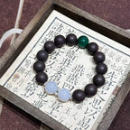Mountain Hush R-B21 丨 Natural Rose Hibiscus Woody Floral Scent Translucent White Agate Silver Spacers  Vintage Daily Wear
