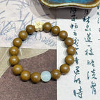 Moonlight Garden R-B22 丨Handmade Gardenia Incense Bead Bracelet with Pale Yellow Chalcedony & Boxwood Plum