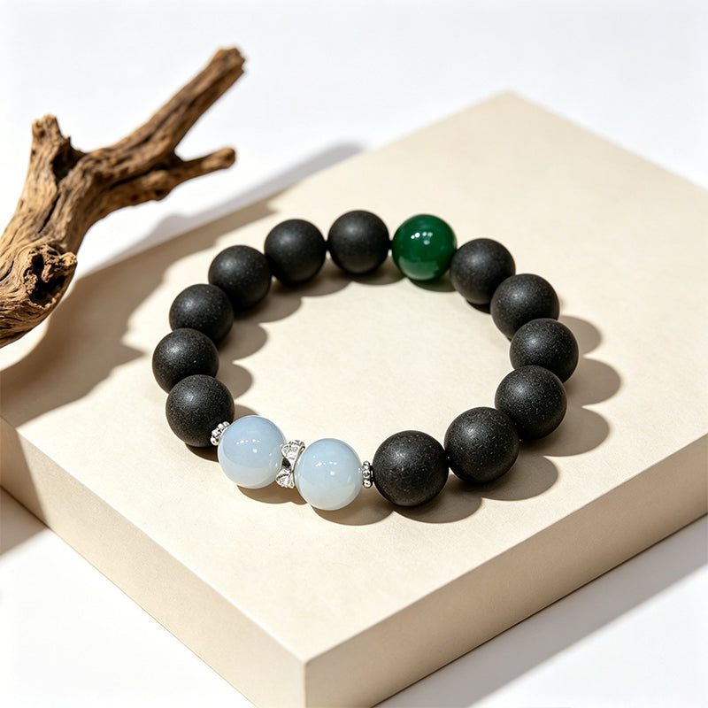 Mountain Hush R-B21 丨 Natural Rose Hibiscus Woody Floral Scent Translucent White Agate Silver Spacers  Vintage Daily Wear