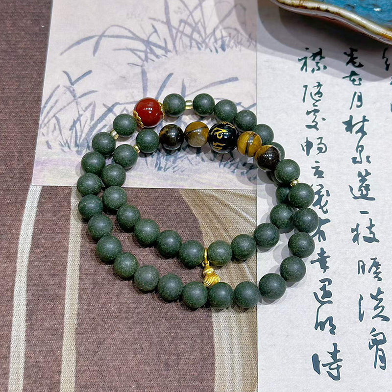 Misty Pine R-B23丨Zen Forest Woody Incense Bead Wristband Multi Natural Plant Scent Double Loop