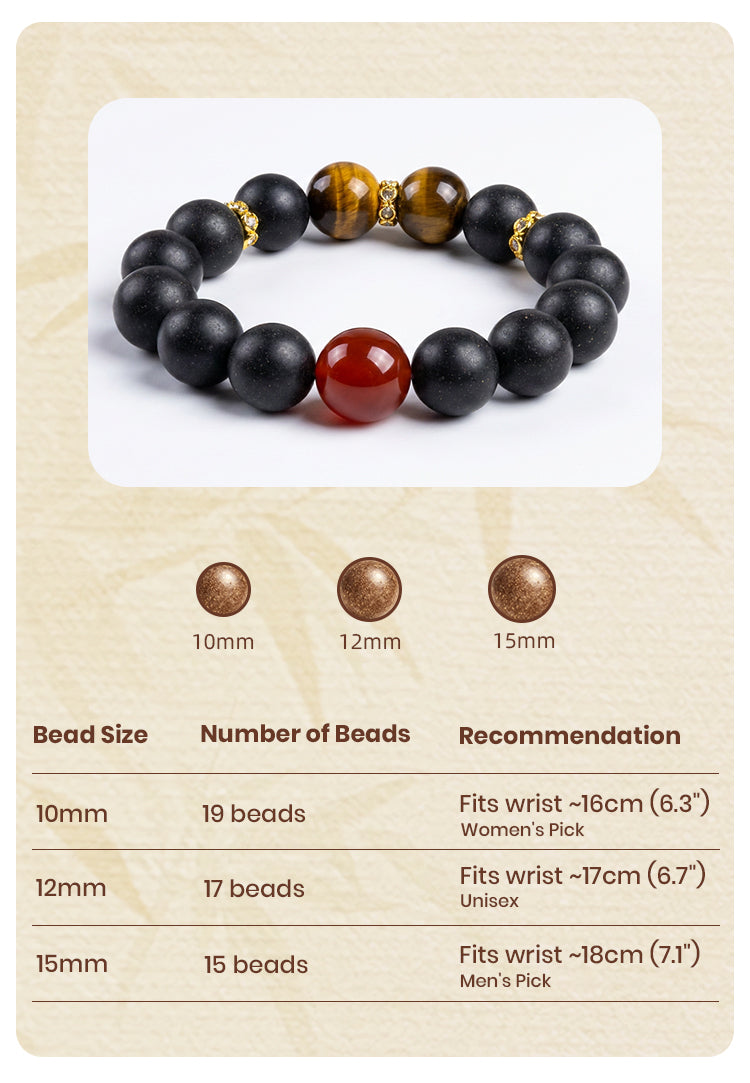 Ebony Hush R-B29丨Handmade Earthy Botanical Incense Bead Bracelet  Beads Red Agate Tiger Eye