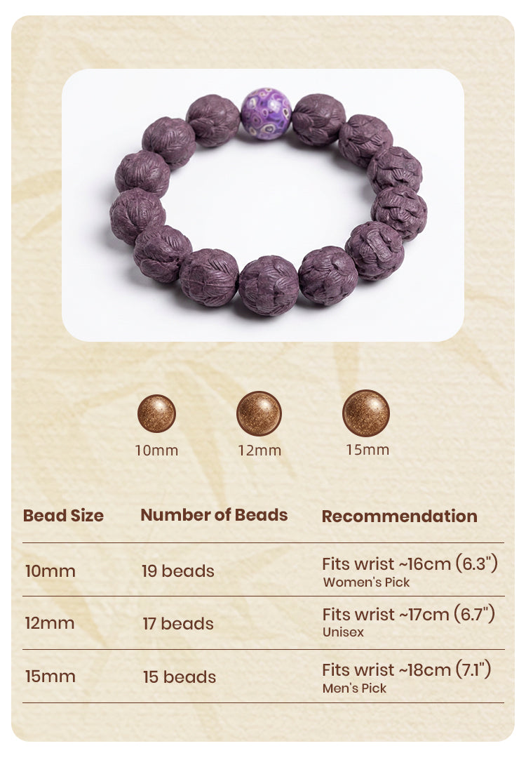 Moonlight Purple Aroma Incense Bracelet | Zen Style Lacquer Lotus Beaded Jewelry