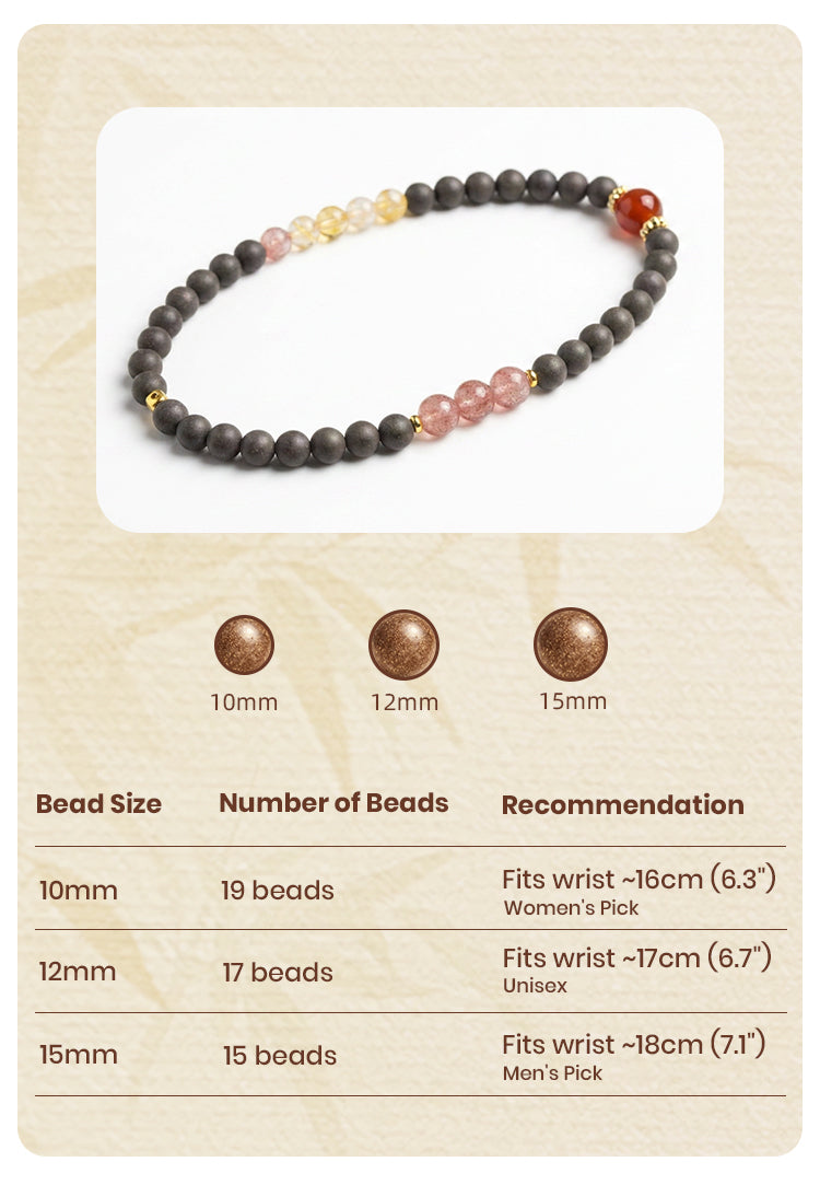Hibiscus Iris R-B34丨Hibiscus Bloom Botanical Incense Bead Bracelet Red Agate Strawberry Crystal