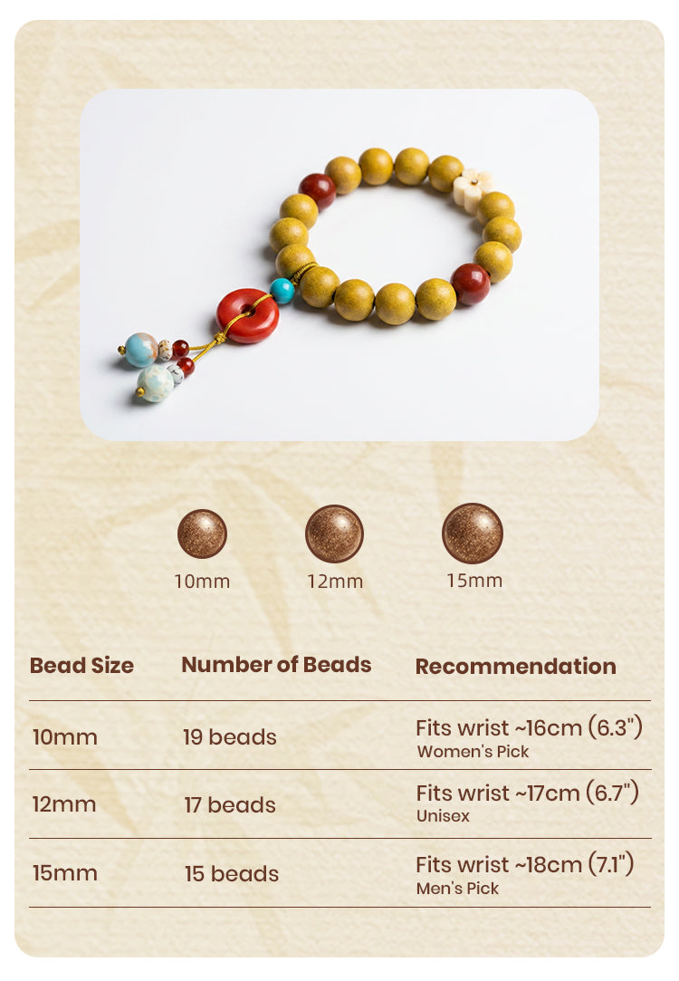 Pear Chamber Incense R-B35丨Bookish Pear Agarwood Fragrance Boxwood Wrist Beads Chinese Style Scented Wrist Ornament Ceramic Tassel Details