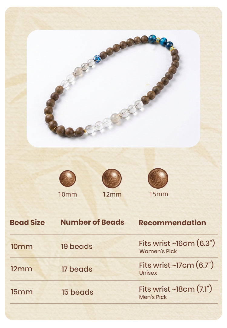 Hibiscus Iris R-B34丨Artisan Botanical Bead Wrap Bracelet Featuring White Crystal & Blue Tiger's Eye