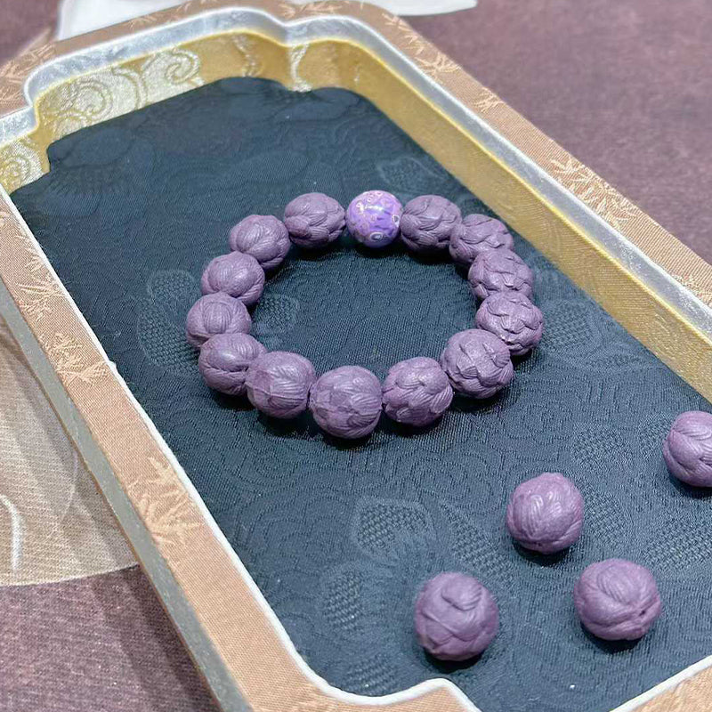 Moonlight Purple Aroma Incense Bracelet | Zen Style Lacquer Lotus Beaded Jewelry