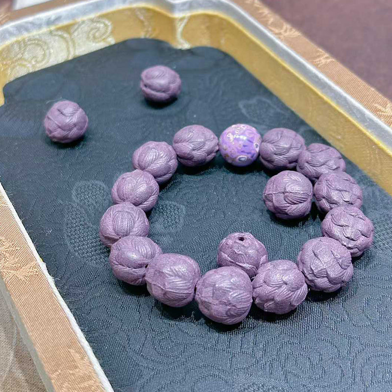 Moonlight Purple Aroma Incense Bracelet | Zen Style Lacquer Lotus Beaded Jewelry