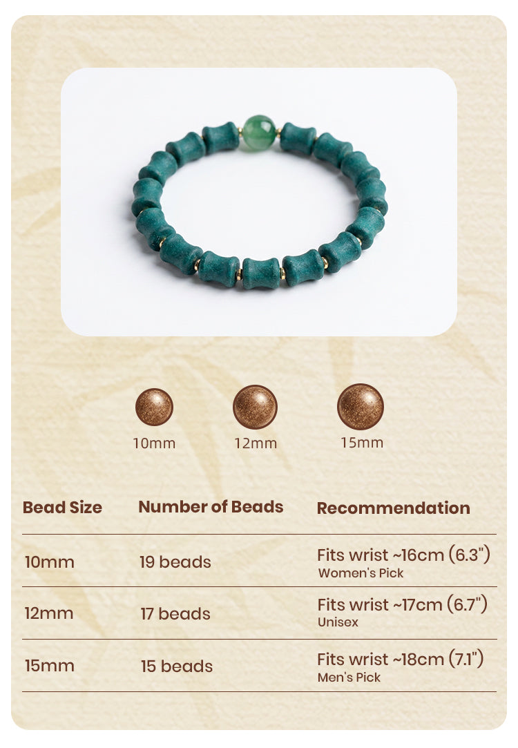 Matte Dark Green Bamboo Joint Aroma Bead Wrist R-B39 丨 Band with Green Chalcedony