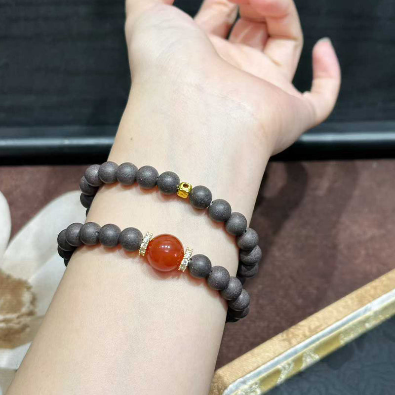 Hibiscus Iris R-B34丨Hibiscus Bloom Botanical Incense Bead Bracelet Red Agate Strawberry Crystal