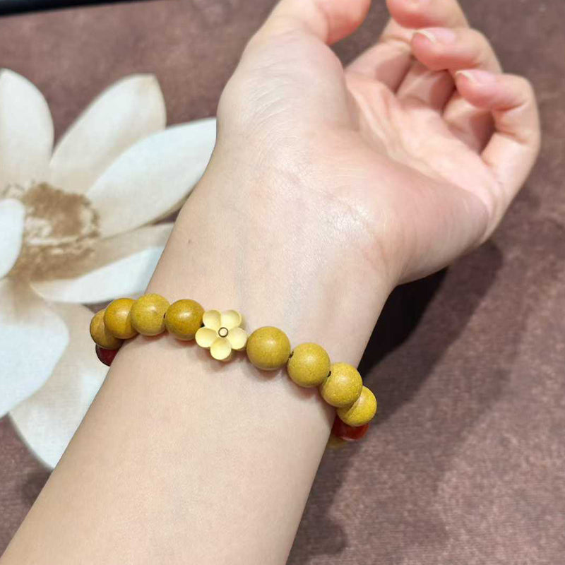 Pear Chamber Incense R-B35丨Bookish Pear Agarwood Fragrance Boxwood Wrist Beads Chinese Style Scented Wrist Ornament Ceramic Tassel Details