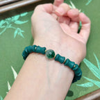 Matte Dark Green Bamboo Joint Aroma Bead Wrist R-B39 丨 Band with Green Chalcedony