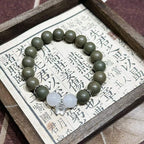 Wutong Warm R-B41丨Warm Spicy Woody Teal Aroma Wrist Beads White Jade Moonstone Detail