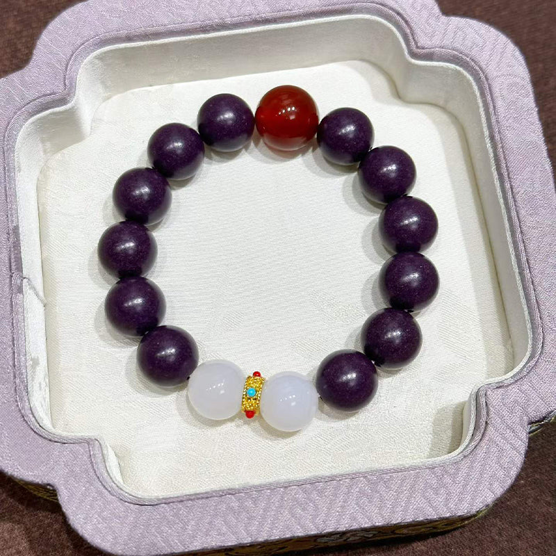 Auspicious Token R-B42 丨Matte Purple Auspicious Scent Wrist Beads Red Agate Moonstone Accent