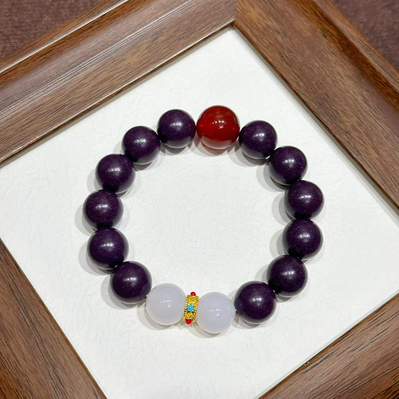 Auspicious Token R-B42 丨Matte Purple Auspicious Scent Wrist Beads Red Agate Moonstone Accent